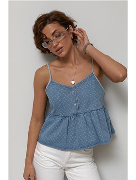 Джинсовий топ на бретелях - джинс цвет, ONE SIZE (є розміри) 9298  фото - Luxbikini