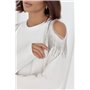 Жіноча кофта oversize з вирізами на плечах - молочний цвет, ONE SIZE (є розміри) 8023-2  фото - Luxbikini