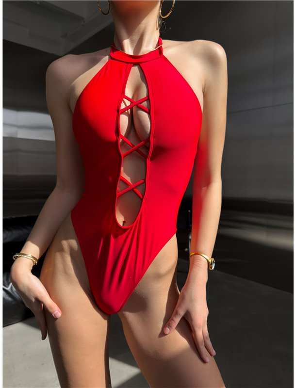 Купальник суцільний з перехрестом та високими трусиками 2944/92-S Domino фото - Luxbikini
