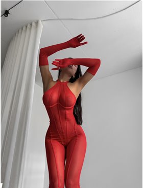 Бодістокінг з силуетними швами М68/161-S Domino фото - Luxbikini