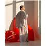 Домашній костюм "Afina" (халат+топ+штани) трикотаж двунитка Серця 4701 QC фото - Luxbikini