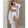 Домашній костюм "Afina" (халат+топ+штани) трикотаж двунитка Серця 4701 QC фото - Luxbikini