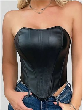 Сексуальний корсет-топ із еко-шкіри - чорний КОРС-ШКІР_ТОП  фото - Luxbikini