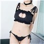 Костюм кішечки еротичний аніме косплей Hello Kitty з вирізами та вишивкою XS/S/M чорний