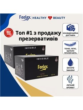 Ультратонкі презервативи Feelex Invisible 0.01 мм з натурального латексу для максимальної чутливості 10 шт. X00001291 China ф...