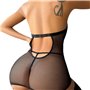 Сукня жіноча для секс ігор Romper Lace Teddy з лакованої шкіри з вирізами Чорна S/M/L