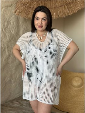 Пляжна біла жіноча туніка PLUS SIZE