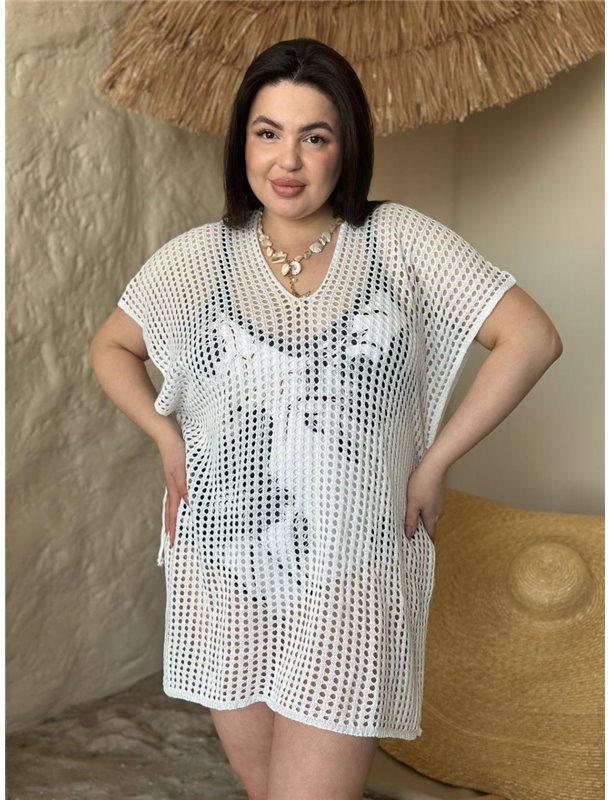 Пляжна біла жіноча туніка PLUS SIZE