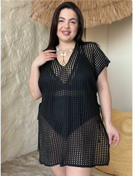 Пляжна чорна жіноча туніка PLUS SIZE