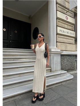 Сукня міді з глибоким V-вирізом і розрізом знизу 2969/Т2-onesize Domino фото - Luxbikini