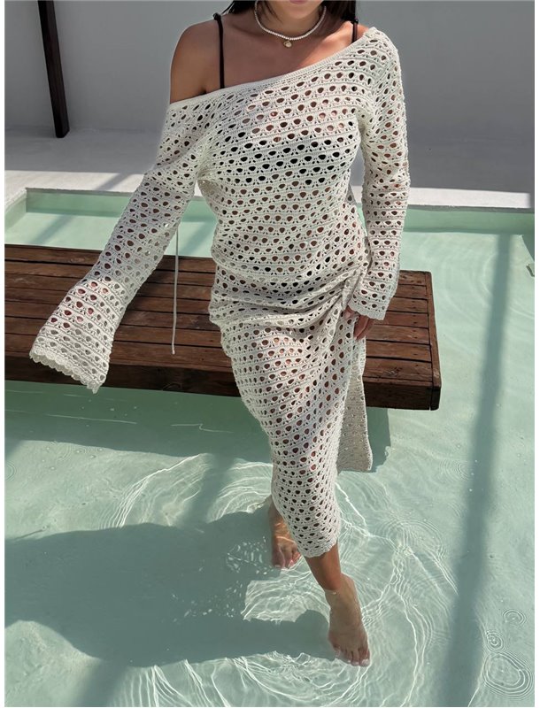 Сукня в'язана молочна 3018/112-S Domino фото - Luxbikini
