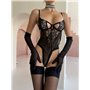 Сітчастий чорний боді з відкритою спинкою та мереживом 164911111 Ghazel фото - Luxbikini