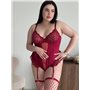 Еротичний боді PLUS SIZE з панчохами червоний 162901111 Ghazel фото - Luxbikini