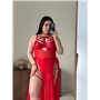 Еротичний боді PLUS SIZE зі спідничкою та шкіряними вставками на грудях червоний 163371111 Ghazel фото - Luxbikini