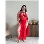 Еротичний боді PLUS SIZE зі спідничкою та шкіряними вставками на грудях червоний 163371111 Ghazel фото - Luxbikini