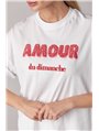 Футболка oversize з написом Amour - білий цвет, S (є розміри)