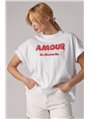 Футболка oversize з написом Amour - білий цвет, S (є розміри)