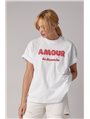 Футболка oversize з написом Amour - білий цвет, S (є розміри)