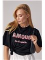 Футболка oversize з написом Amour - білий цвет, S (є розміри)