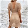 В'язана туніка-сукня - бежева ТУН-ПЛЯЖ-БЕЖ-1  фото - Luxbikini