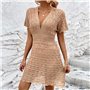 В'язана туніка-сукня - бежева ТУН-ПЛЯЖ-БЕЖ-1  фото - Luxbikini