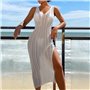 Довга в'язана туніка-сукня - біла (One size) ТУН-ПЛЯЖ-МАКС-БІЛ  фото - Luxbikini