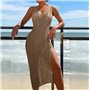 Довга в'язана туніка-сукня - бежева (One size) ТУН-ПЛЯЖ-МАКС-ТАУП  фото - Luxbikini