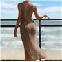 Довга в'язана туніка-сукня - бежева (One size) ТУН-ПЛЯЖ-МАКС-ТАУП  фото - Luxbikini