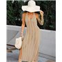 Довга в'язана туніка-сукня - бежева (One size) ТУН-ПЛЯЖ-МАКС-ТАУП  фото - Luxbikini