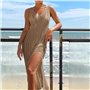 Довга в'язана туніка-сукня - бежева (One size) ТУН-ПЛЯЖ-МАКС-ТАУП  фото - Luxbikini