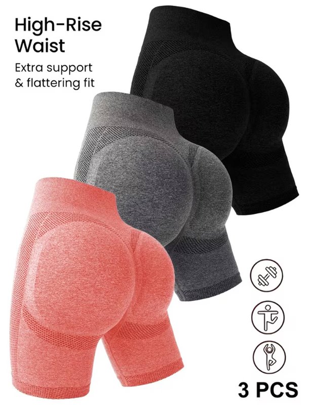 Спортивний набір шортів Slim Fit - рожевий\сирий\чорний SPORT-SHORTS-3-PAC фото - Luxbikini