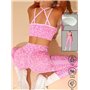 Безшовний спортивний комплект топ і лосини - рожевий неон\леопард SPORT-TOP-PINK-LEO  фото - Luxbikini