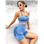 Безшовний спортивний комплект топ і шорти - блакитний SPORT-TOP-SHORTS-BLUE  фото - Luxbikini