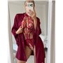 Жіночий шовковий халат з мереживом на рукавах червоний 167391111 Ghazel фото - Luxbikini