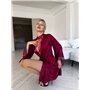 Жіночий шовковий халат з мереживом на рукавах червоний 167391111 Ghazel фото - Luxbikini