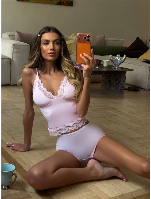 Жіночий безшовний комплект білизни з мереживом рожевий 168081111 Ghazel фото - Luxbikini