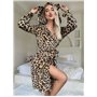 Теплий халат з вушками та леопардовим принтом - леопард 27101  фото - Luxbikini