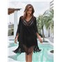 Напівпрозора туніка з бахромою - чорна (One size) 26893  фото - Luxbikini