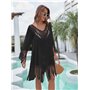Напівпрозора туніка з бахромою - чорна (One size) 26893  фото - Luxbikini