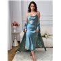 Набір халат і пеньюар з квітами для пишних пані - зелений 26813  фото - Luxbikini