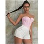 Стильний корсет-топ на гачках - рожевий 24751  фото - Luxbikini