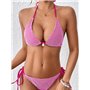 Роздільний купальник на зав'язках - білий/малиновий 24676  фото - Luxbikini