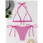 Роздільний купальник на зав'язках - білий/малиновий 24676  фото - Luxbikini