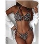 Стильний купальник-шторка на зав'язках - бежевий леопард 24515  фото - Luxbikini