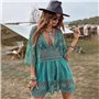 Спокуслива напівпрозора туніка з квітковою вишивкою - зелена (One size) 23779  фото - Luxbikini