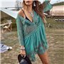 Спокуслива напівпрозора туніка з квітковою вишивкою - зелена (One size) 23779  фото - Luxbikini