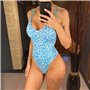 Суцільний купальник з леопардовим принтом - блакитний/леопард 23364  фото - Luxbikini
