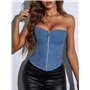 Сексуальний джинсовий корсет-топ на блискавці - блакитний 20813  фото - Luxbikini