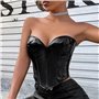 Сексуальний лаковий корсет топ - чорний 20736  фото - Luxbikini