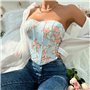 Сексуальний корсет-топ із квітами - блакитний 20468  фото - Luxbikini